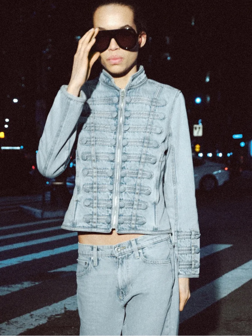Zara ZW COLLECTION FITTED BUTTON DENIM JACKET